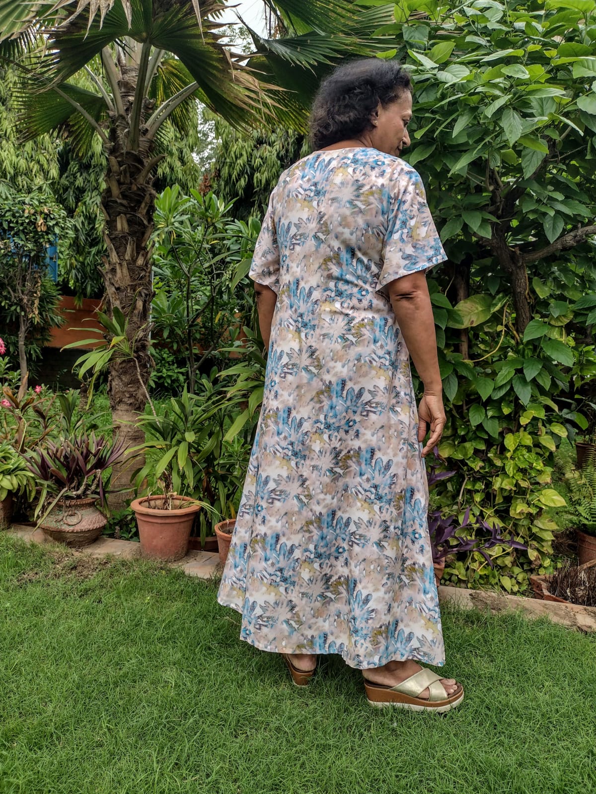 Blue-n-Green Bell Sleeved Gown