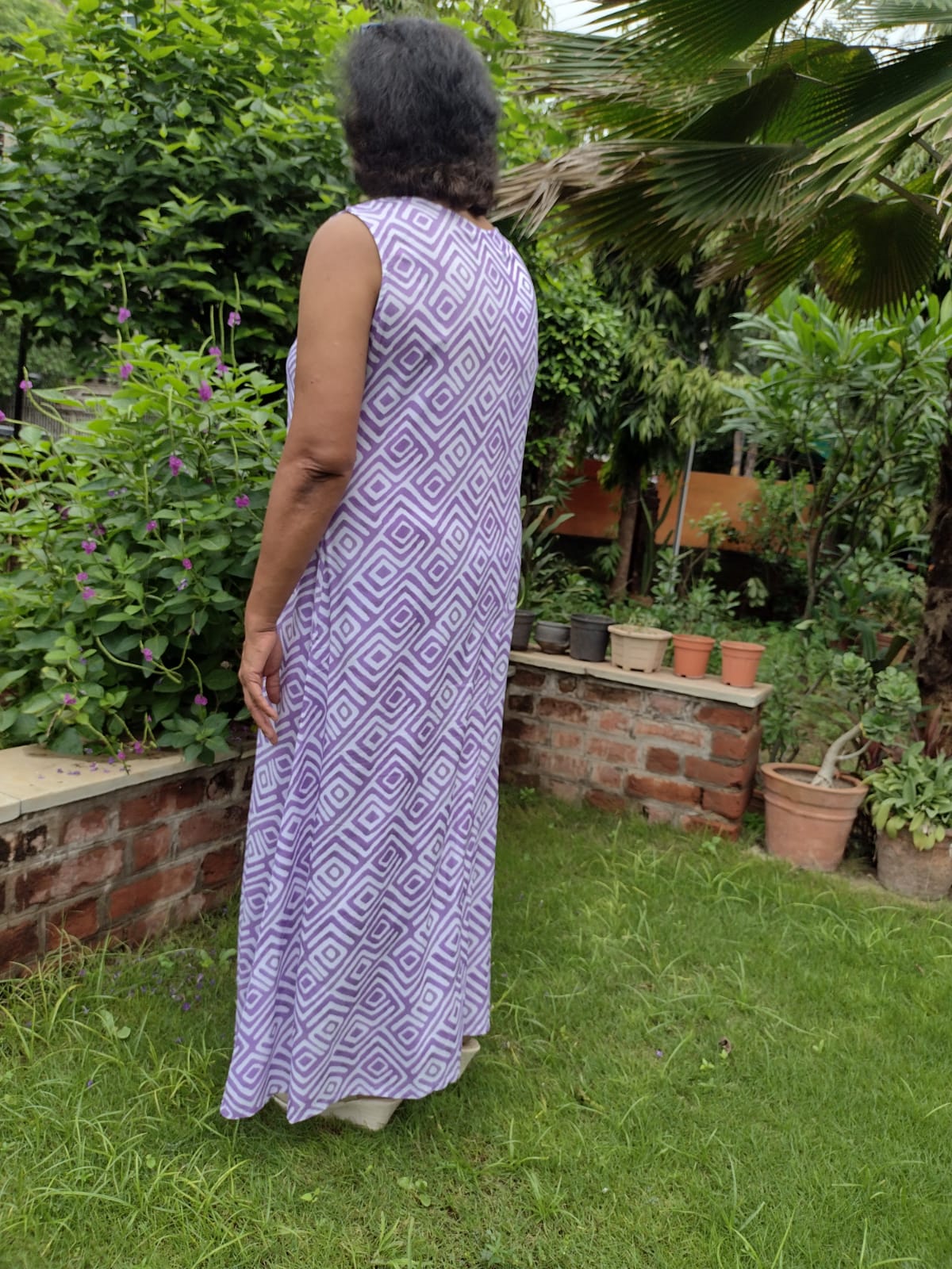 Lilac Geometric Sleeveless Gown